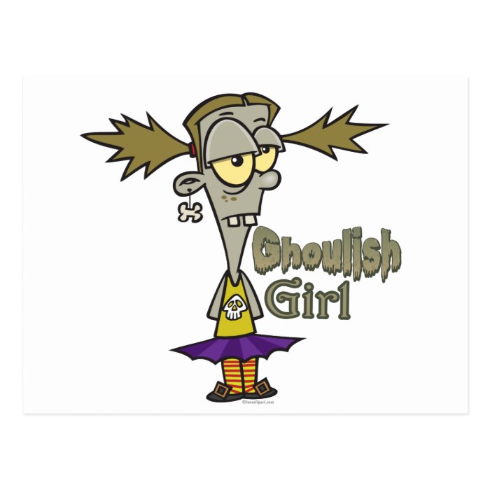 ghoulish girl zombie girl cartoon post cards