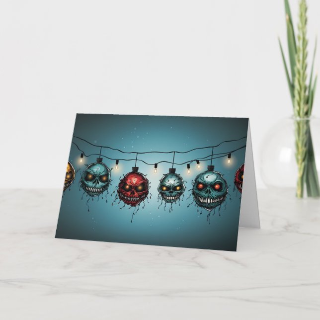 Ghoulish Glow: A Macaber Christmas Garland Card (Front)