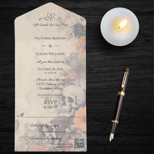 Ghoulish  Gothic Halloween QR Code  All In One Invitation
