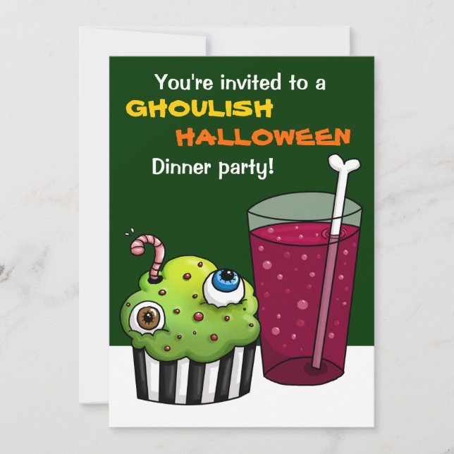 Ghoulish Halloween Dinner party Invitation (Front)
