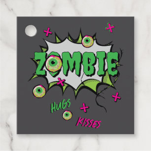 Ghoulishly Fun Zombie Hugs and Kisses Pop Art  Favor Tags