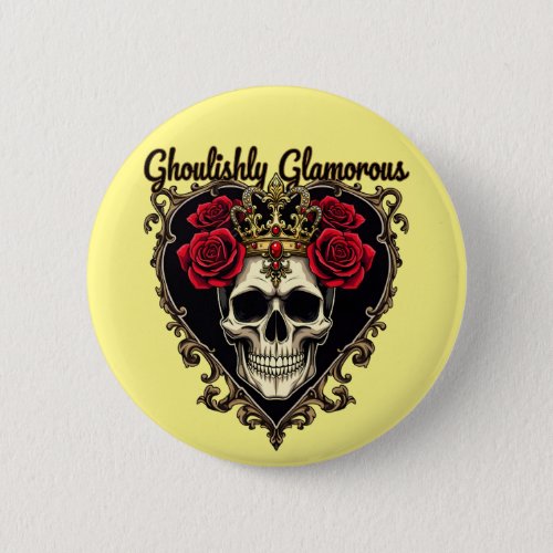 Ghoulishly Glamorous Halloween Elegance Design Button