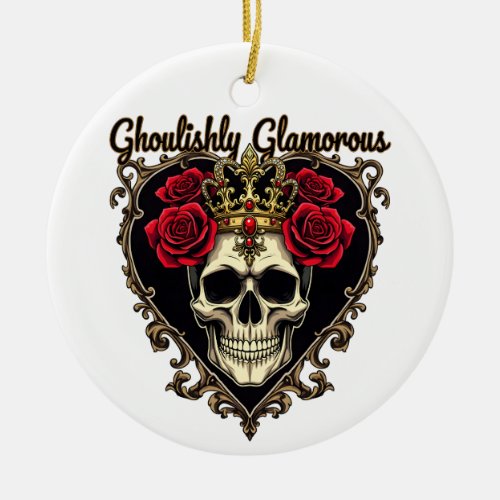 Ghoulishly Glamorous Halloween Elegance Design Ceramic Ornament