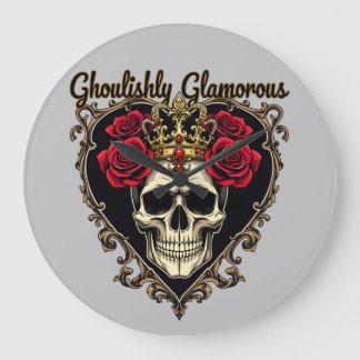 Ghoulishly Glamorous, Halloween Elegance Design Large Clock