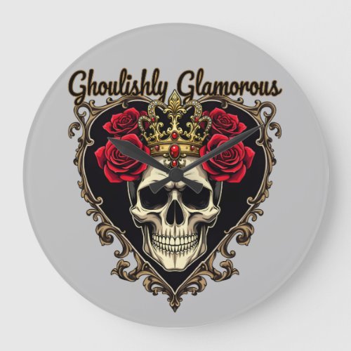 Ghoulishly Glamorous Halloween Elegance Design Large Clock