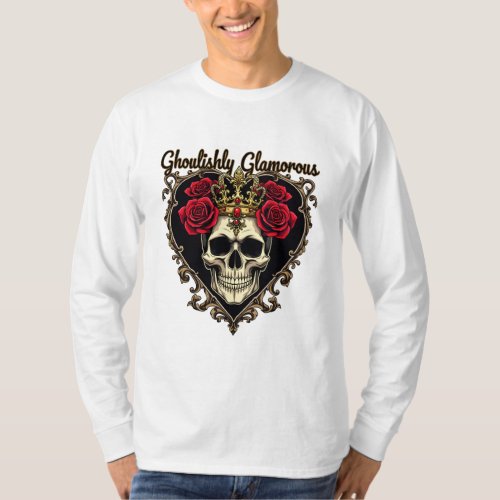 Ghoulishly Glamorous Halloween Elegance Design T_Shirt