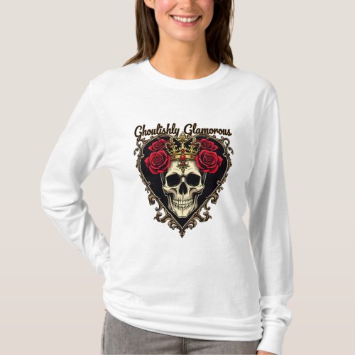 Ghoulishly Glamorous Halloween Elegance Design T_Shirt