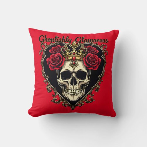 Ghoulishly Glamorous Halloween Elegance Design Throw Pillow