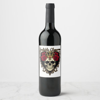 Ghoulishly Glamorous, Halloween Elegance Design Wine Label