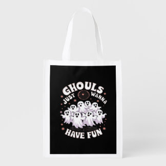 Ghouls Just Wanna Have Fun Basic Design Grocery Bag