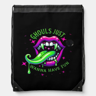 Ghouls Just Wanna Have Fun Boo-tiful Design Drawstring Bag