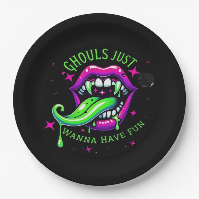 Ghouls Just Wanna Have Fun Boo-tiful Design Paper Plates (Front)