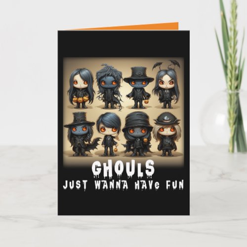Ghouls Just Wanna Have Fun Chibi Monster Halloween Card