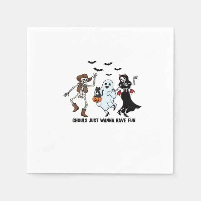 Ghouls Just Wanna Have Fun - Dancing Skeleton Spoo Napkins (Front)