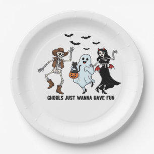 Ghouls Just Wanna Have Fun - Dancing Skeleton Spoo Paper Plates
