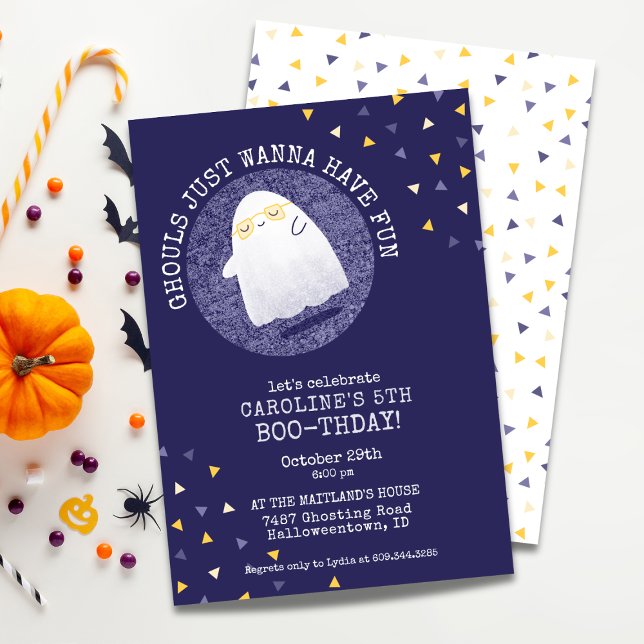 Ghouls Just Wanna Have Fun Ghost Girls Birthday Invitation (Creator Uploaded)