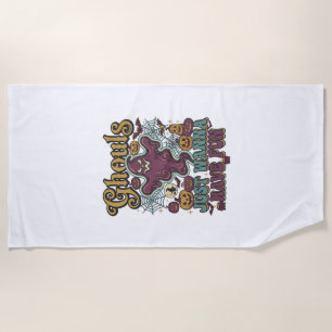 Ghouls Just Wanna Have Fun Ghost Pumpkins Witch Mo Beach Towel