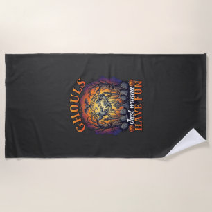 Ghouls Just Wanna Have Fun Ghosts Cemetery Pumpkin Beach Towel