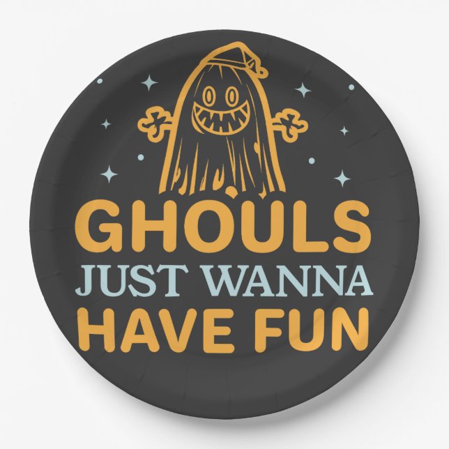 Ghouls Just Wanna Have Fun! Halloween Paper Plates (Front)