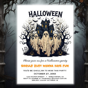 Ghouls Just Wanna Have Fun Halloween Party Invitation