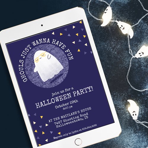 Ghouls Just Wanna Have Fun Halloween Party Invitation