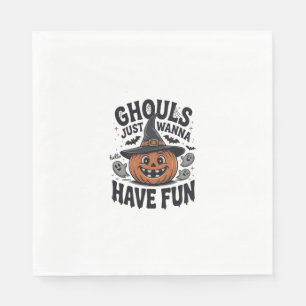 Ghouls Just Wanna Have Fun Halloween Pumpkin Ghost Napkins