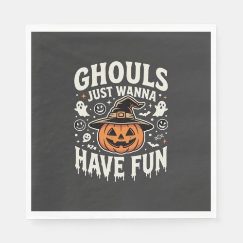 Ghouls Just Wanna Have Fun Halloween Pumpkin Napkins