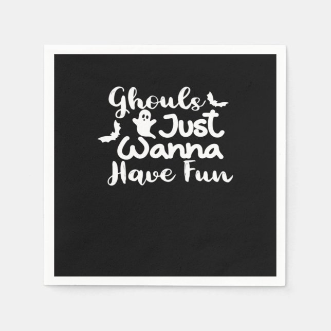 Ghouls Just Wanna Have Fun Halloween Sloth Style Napkins (Front)