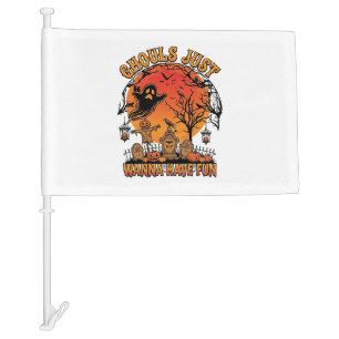 Ghouls Just Wanna Have Fun Halloween Spooky Cemete Car Flag