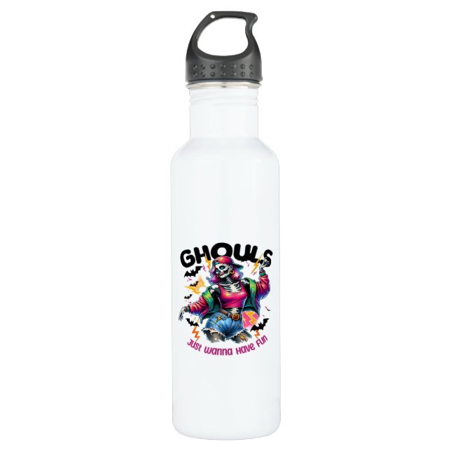 Ghouls Just Wanna Have Fun Halloween Vibes Stainless Steel Water Bottle (Front)