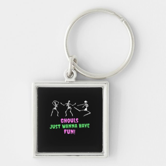 Ghouls Just Wanna Have Fun Lazy Sloth Keychain (Front)