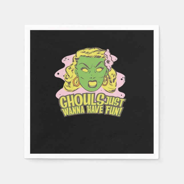 Ghouls Just Wanna Have Fun Lazy Sloth Napkins (Front)