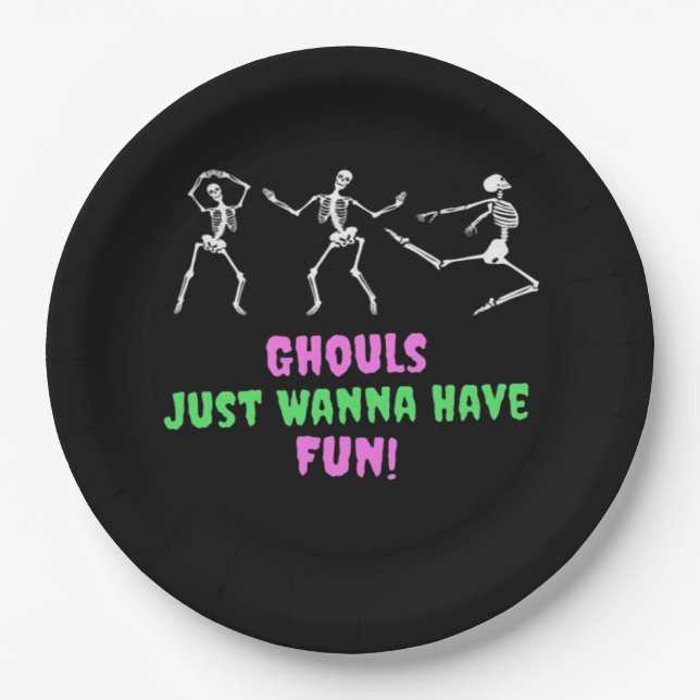 Ghouls Just Wanna Have Fun Lazy Sloth Paper Plates (Front)