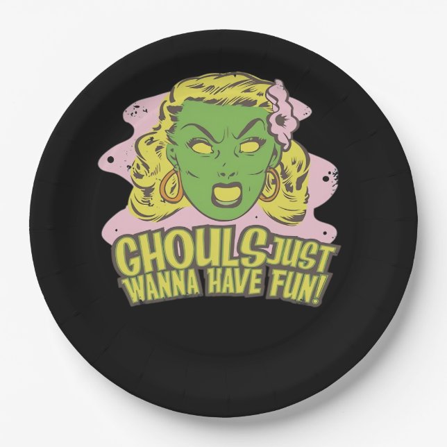 Ghouls Just Wanna Have Fun Lazy Sloth Paper Plates (Front)