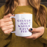 Ghouls Just Wanna Have Fun Purple Halloween Coffee Mug<br><div class="desc">This scary cute personalized coffee mug for Halloween features the quote "Ghouls just wanna have fun" in a modern purple typography design with two white ghosts.</div>
