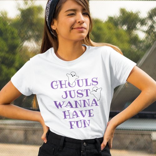 Ghouls Just Wanna Have Fun Purple Halloween Tri_Blend Shirt