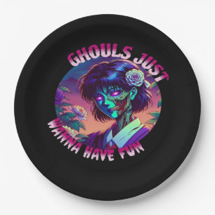 Ghouls Just Wanna Have Fun – Slogan Quote Style Paper Plates