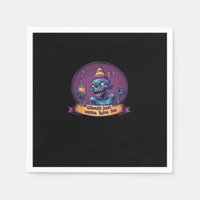 Ghouls Just Wanna Have Fun Sloth & Funny Napkins (Front)