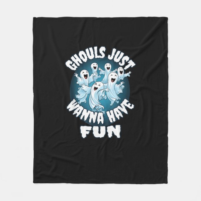 Ghouls Just Wanna Have Fun Sloth Halloween Fleece Blanket (Front)