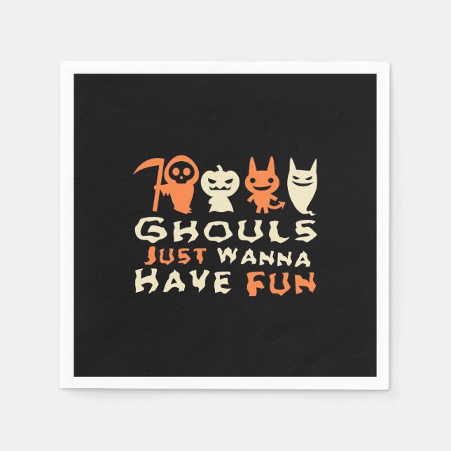 Ghouls Just Wanna Have Fun Sloth Halloween Napkins (Front)