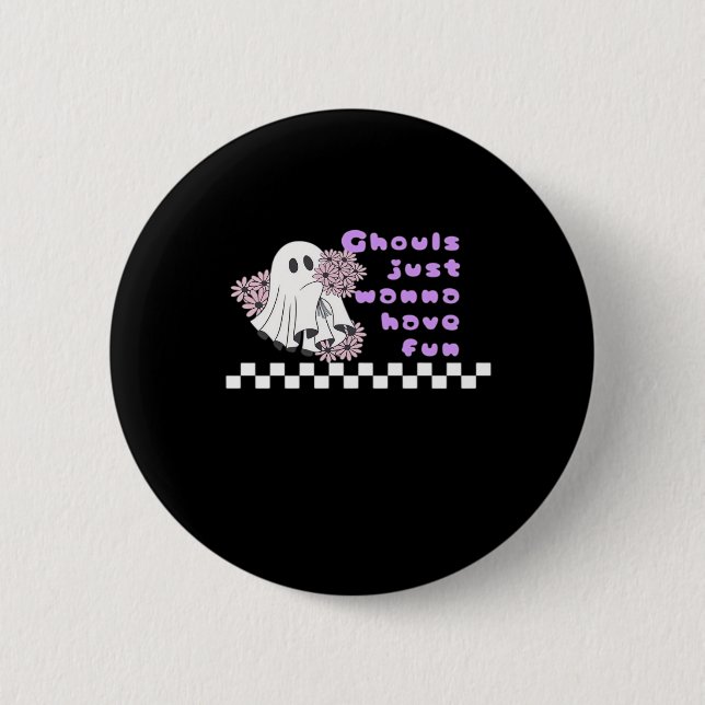 Ghouls Just Wanna Have Fun – Sloth in a Costume Button (Front)