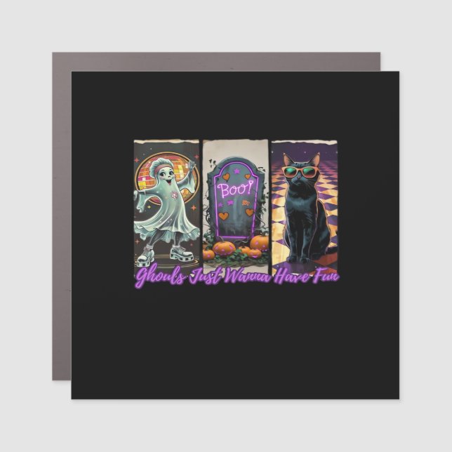 Ghouls Just Wanna Have Fun Sloth Style Car Magnet (Front)