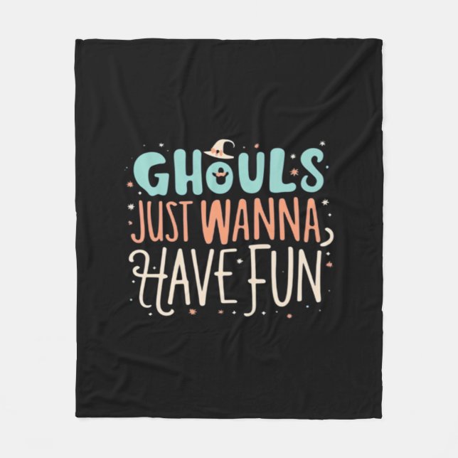 Ghouls Just Wanna Have Fun Sloth Vibes Fleece Blanket (Front)