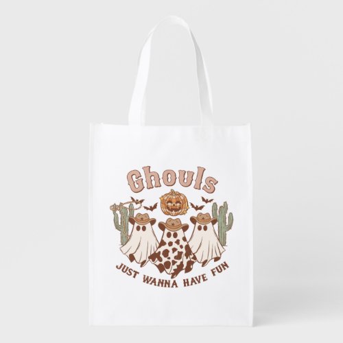 Ghouls l Western l Halloween l Ghost Grocery Bag
