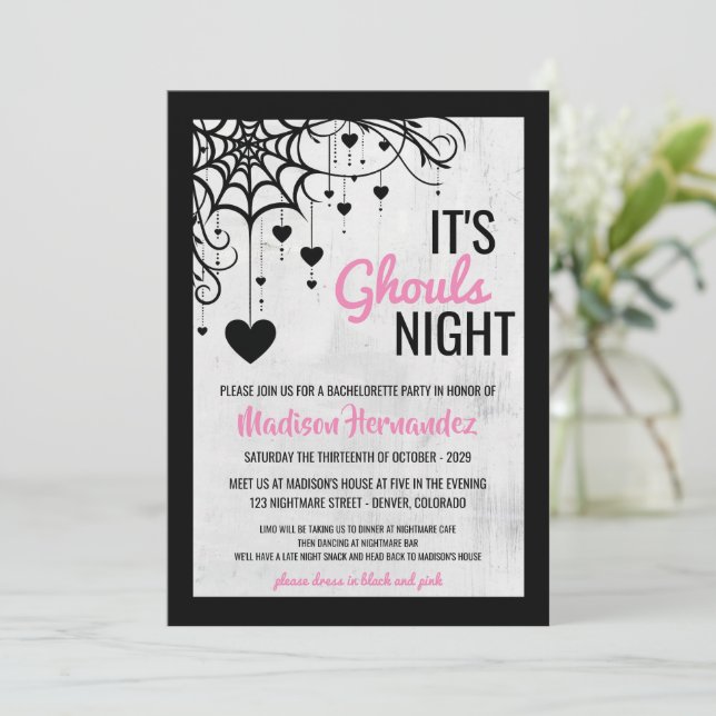 Ghouls Night Bachelorette Party Invitation (Standing Front)
