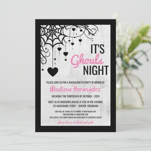 Ghouls Night Bachelorette Party Invitation