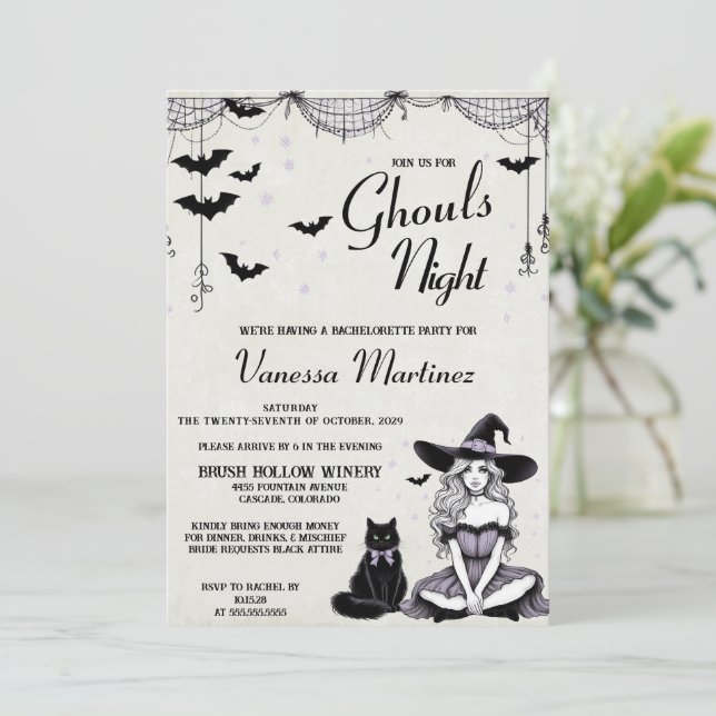 Ghouls Night Bachelorette Party Invitation (Standing Front)