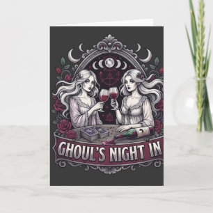 Ghoul's Night In Spooky Wine Tarot Halloween Party Card