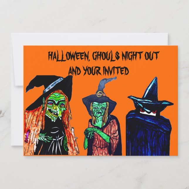 GHOULS NIGHT OUT HALLOWEEN PARTY invitation (Front)