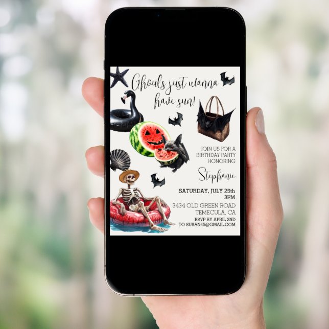 Ghouls Wanna Have Sun Summerween Party Invitation (Front Digital)